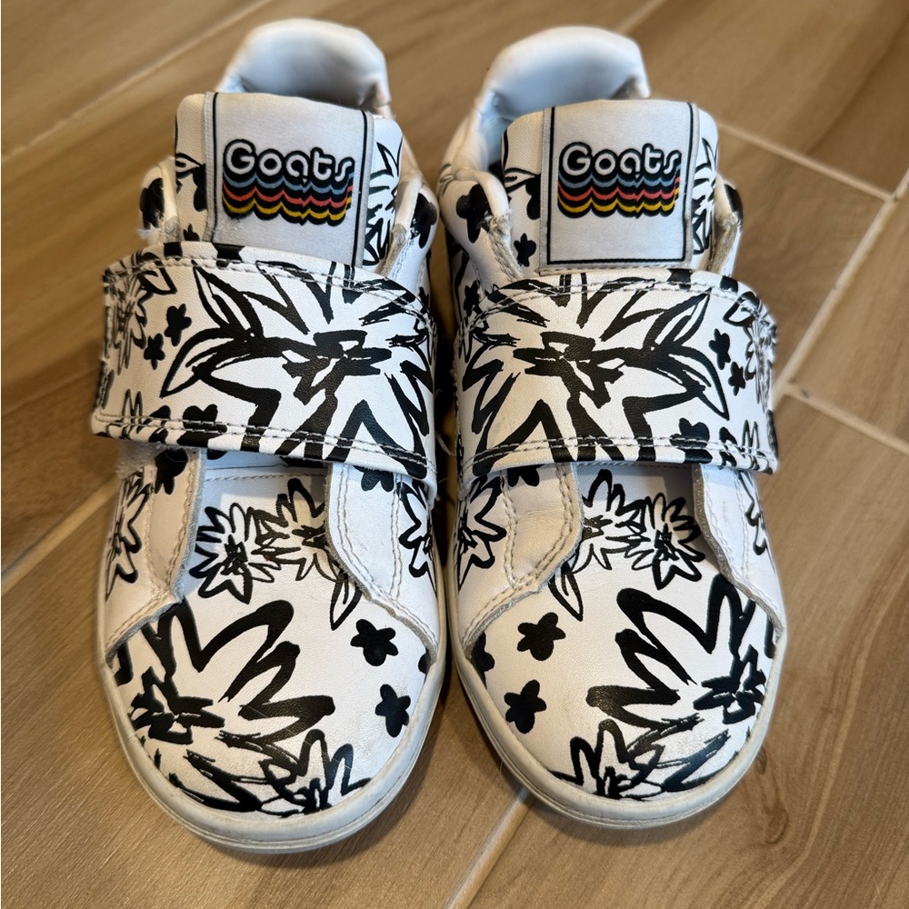 Kids Sneakers - Black and White Floral